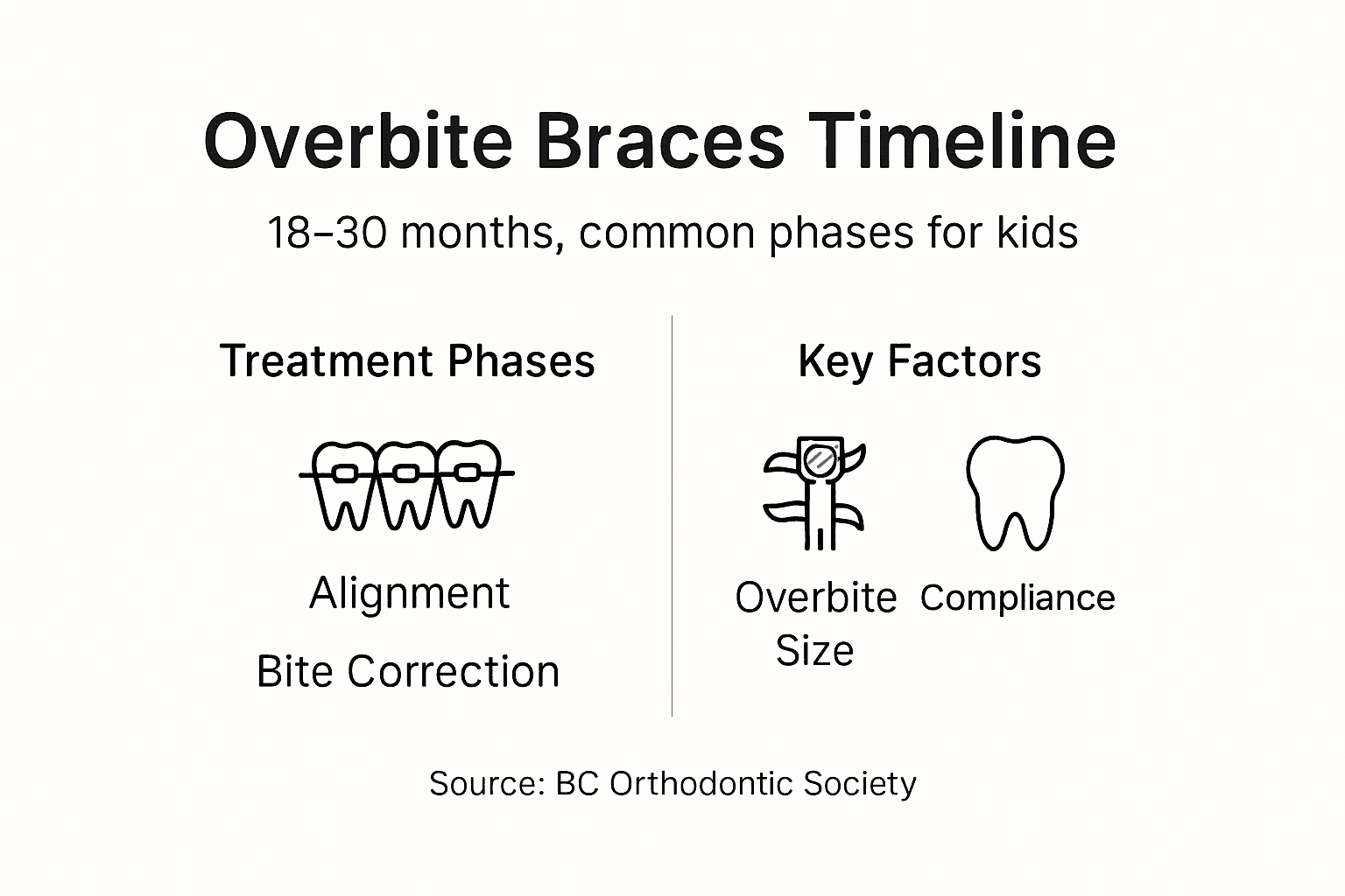 Infographic shows overbite correction time phases