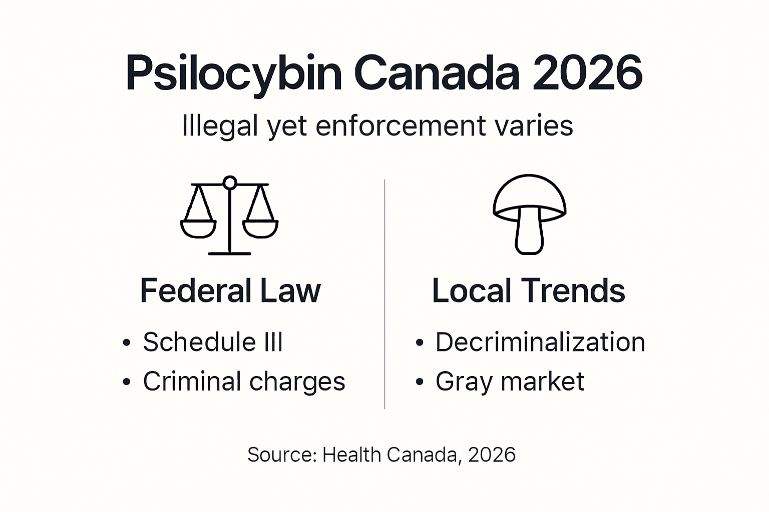 Infographic highlighting Canadian psilocybin legal trends