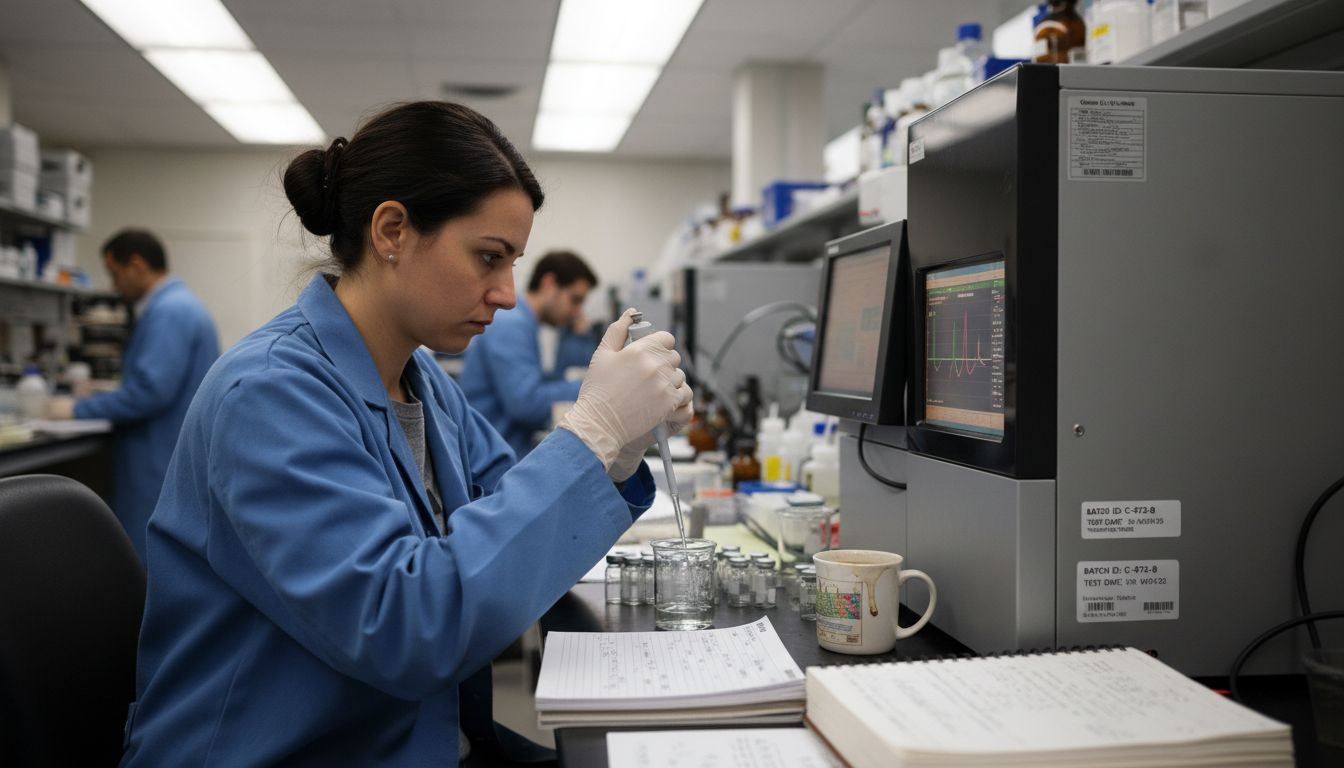 Lab technician testing cannabis chemical composition