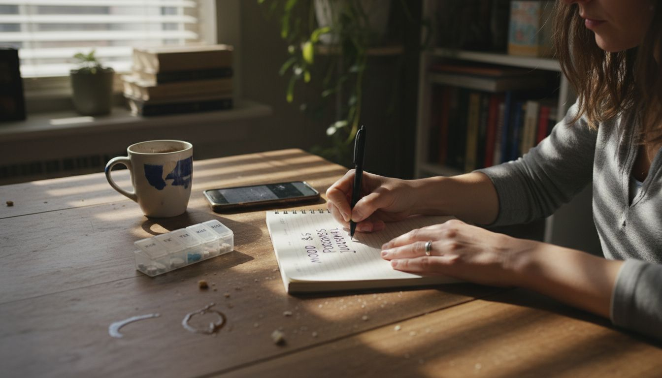 Woman journaling psilocybin microdosing routine