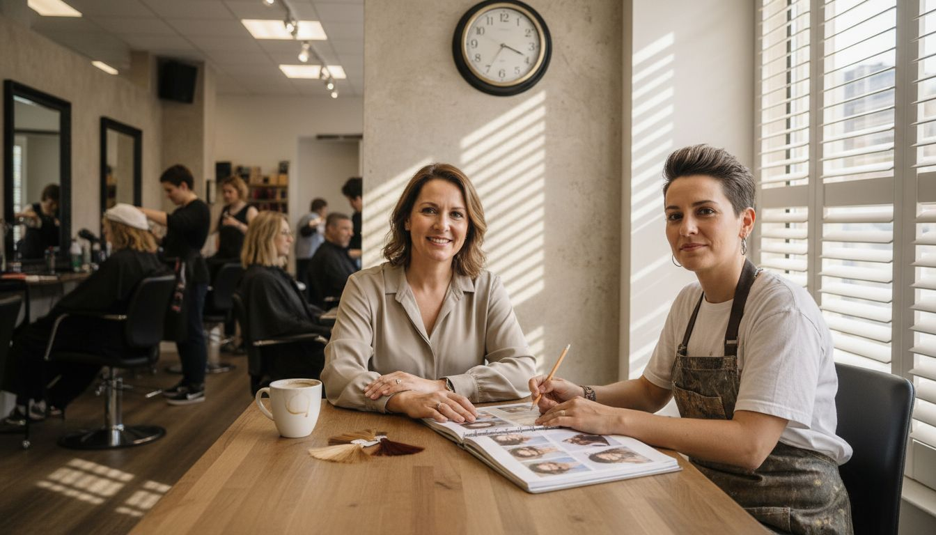 Stylist and client during hair consultation
