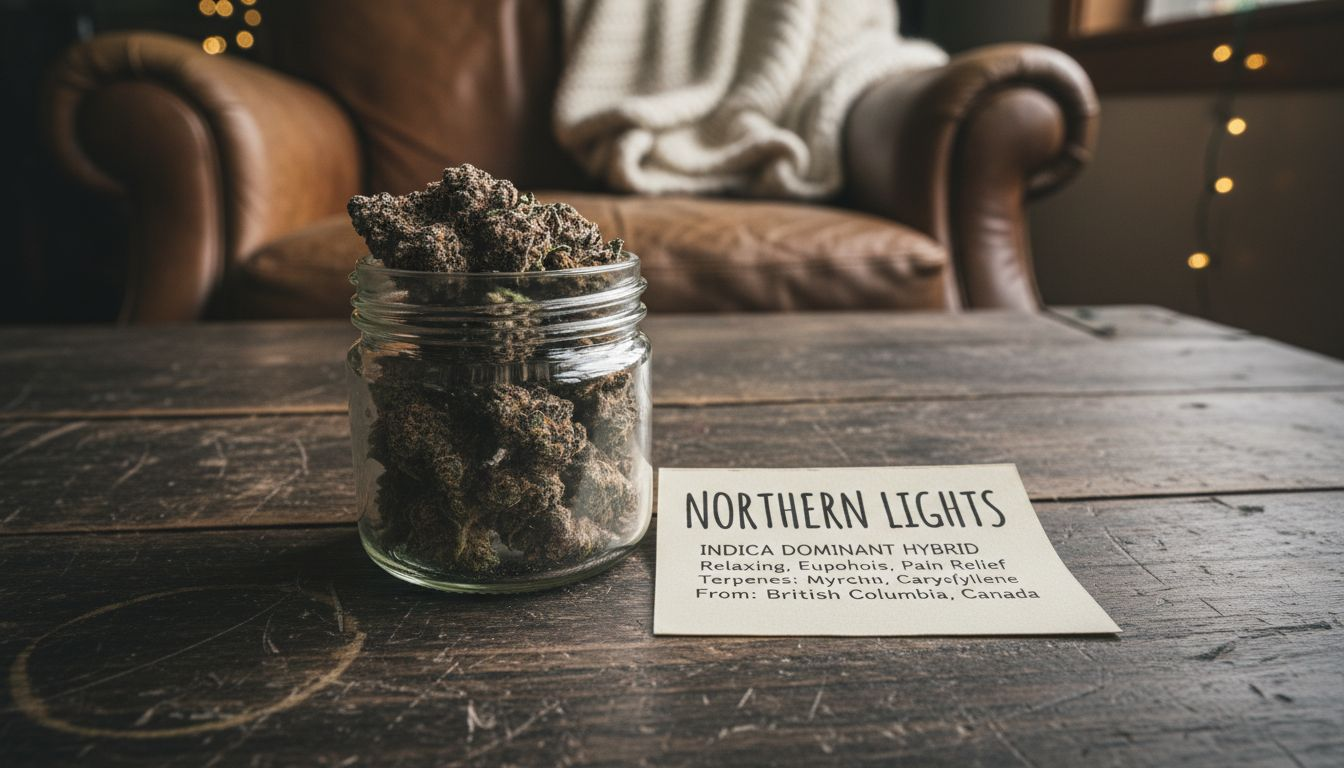 Northern Lights cannabis buds in glass jar