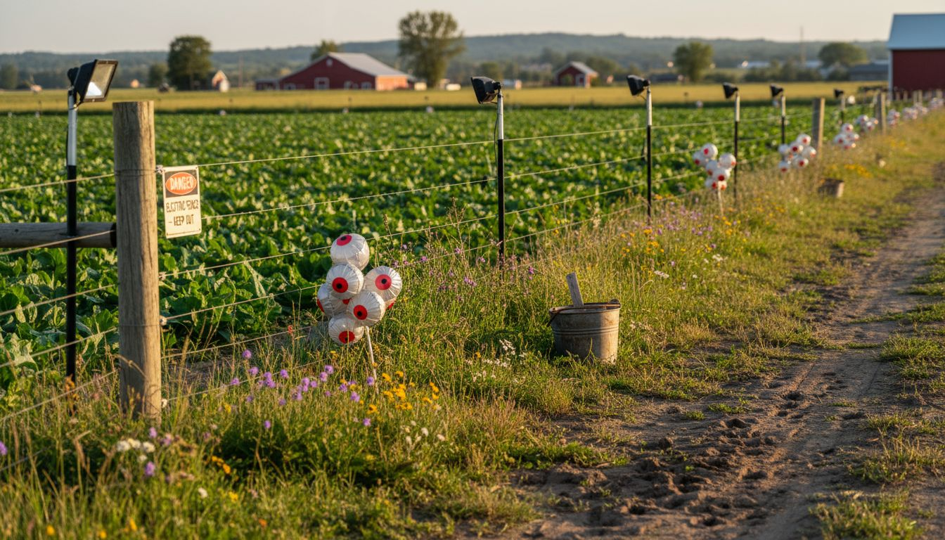 Multiple deer deterrent methods used on farm