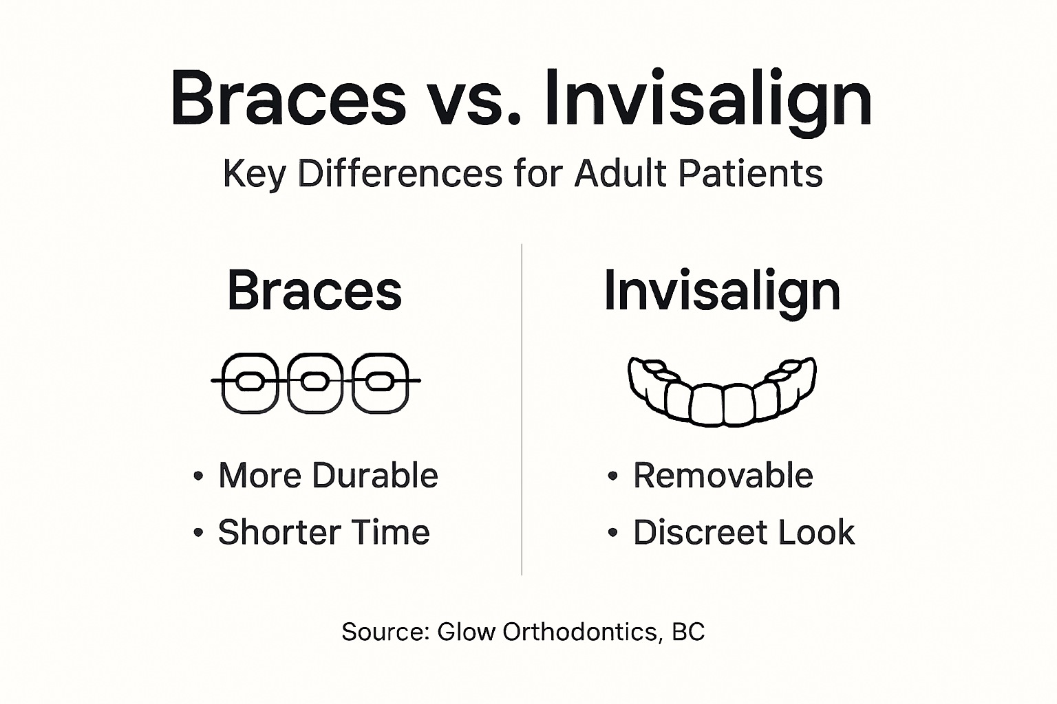 Infographic comparing adult braces and Invisalign