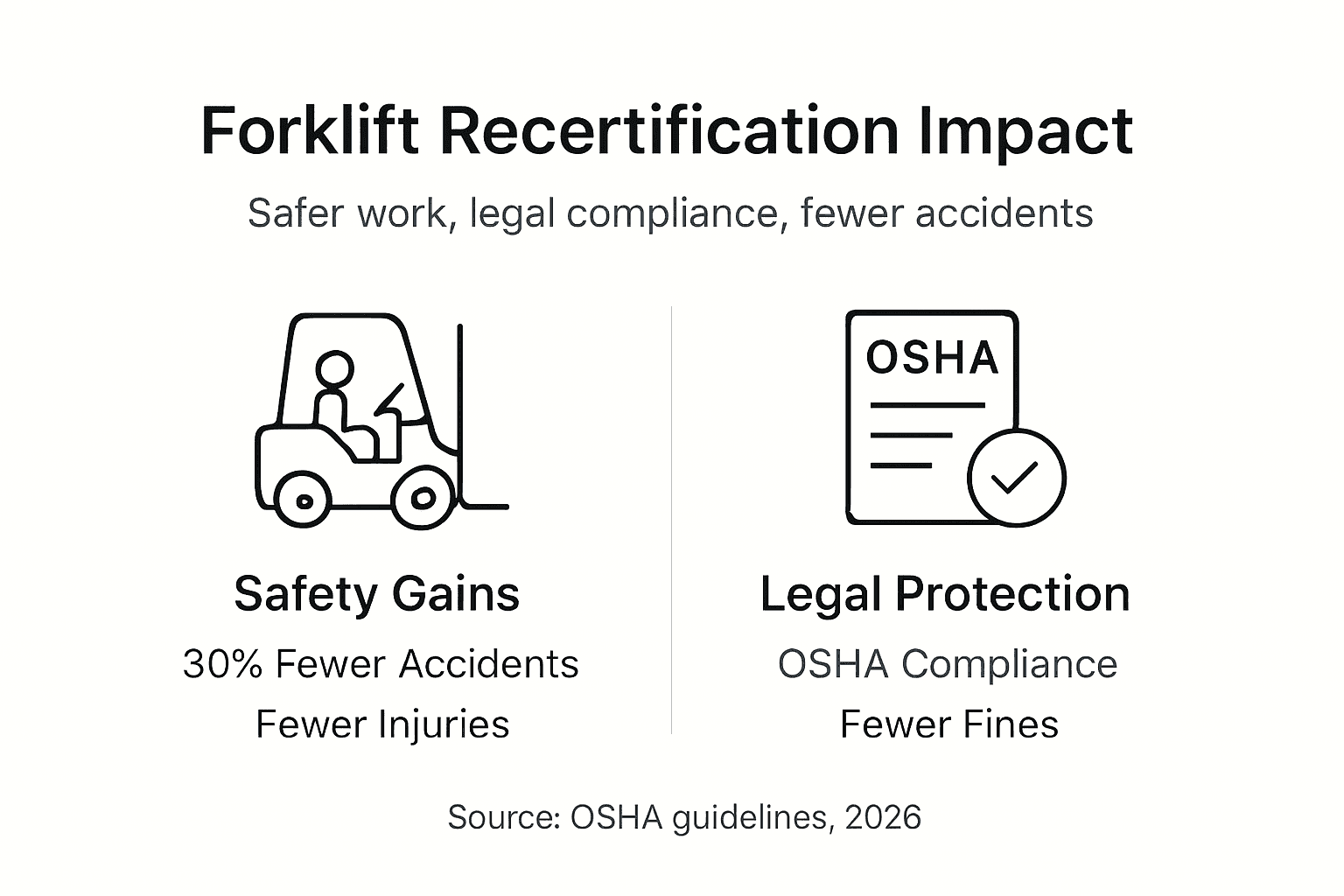 Infographic on safety and legal forklift recertification