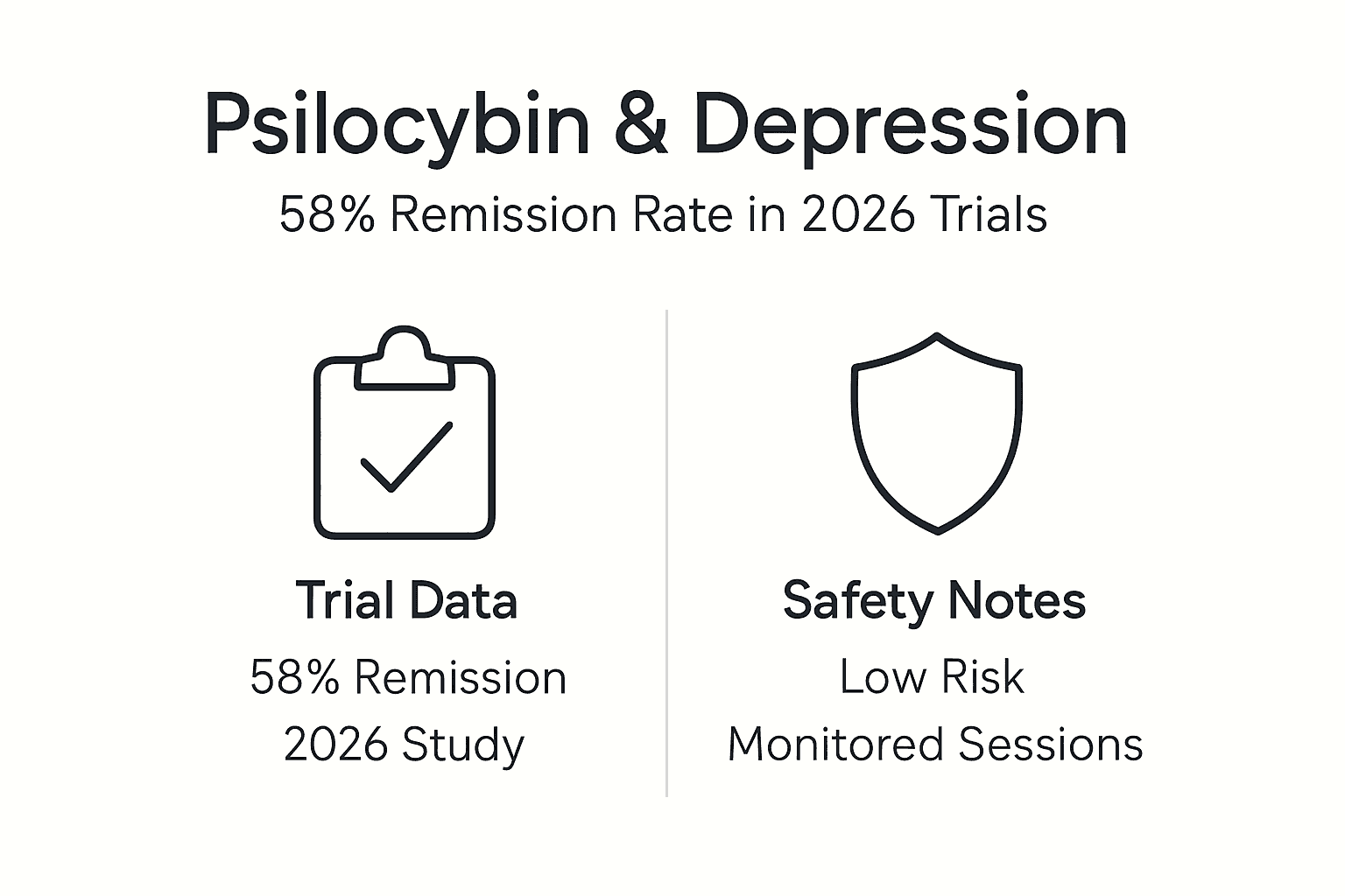 Infographic showing psilocybin depression remission statistics