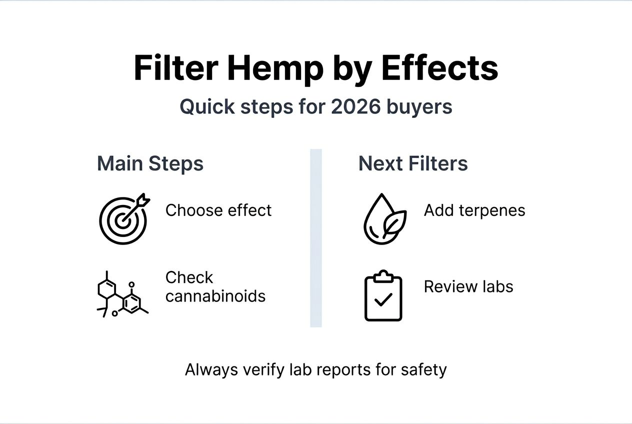 Infographic showing hemp product effect filtering steps