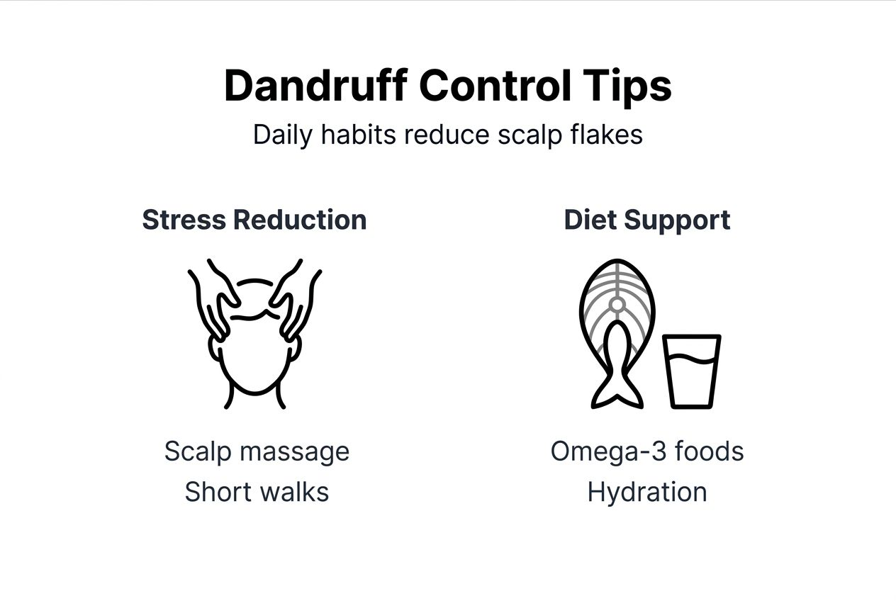 Infographic of lifestyle tips for dandruff control