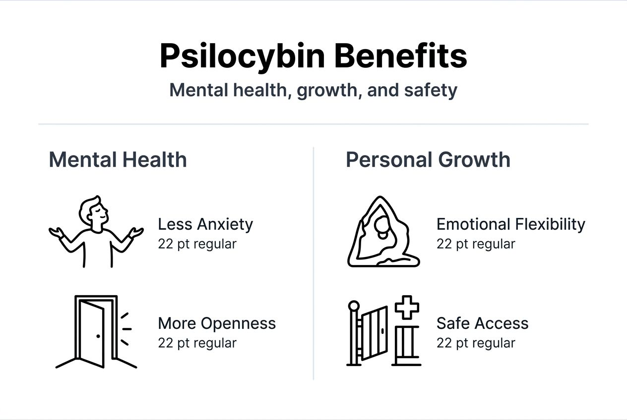 Infographic summarizing psilocybin benefits and safety