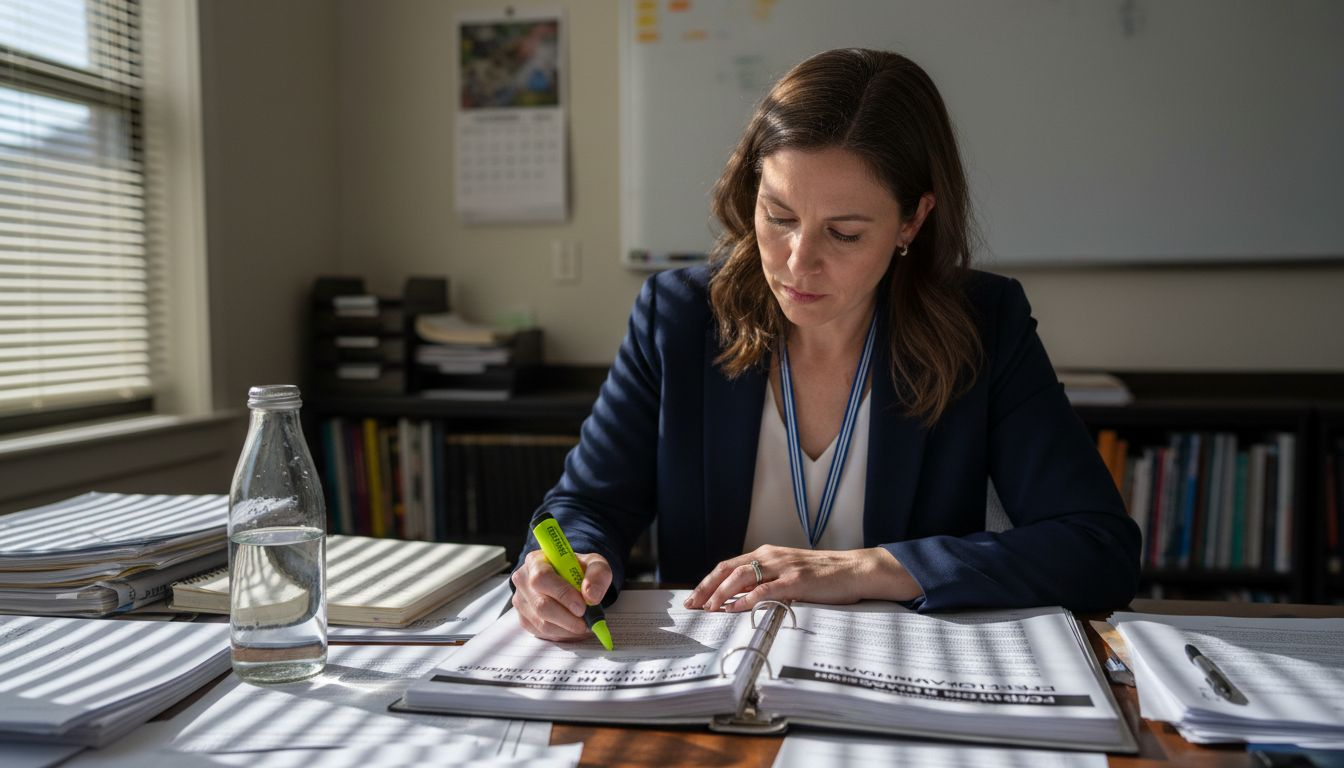 Officer highlighting hemp legal document details
