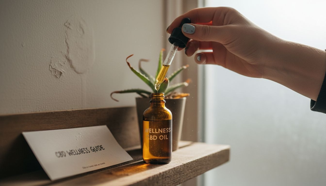 Hand dispensing CBD oil from dropper bottle