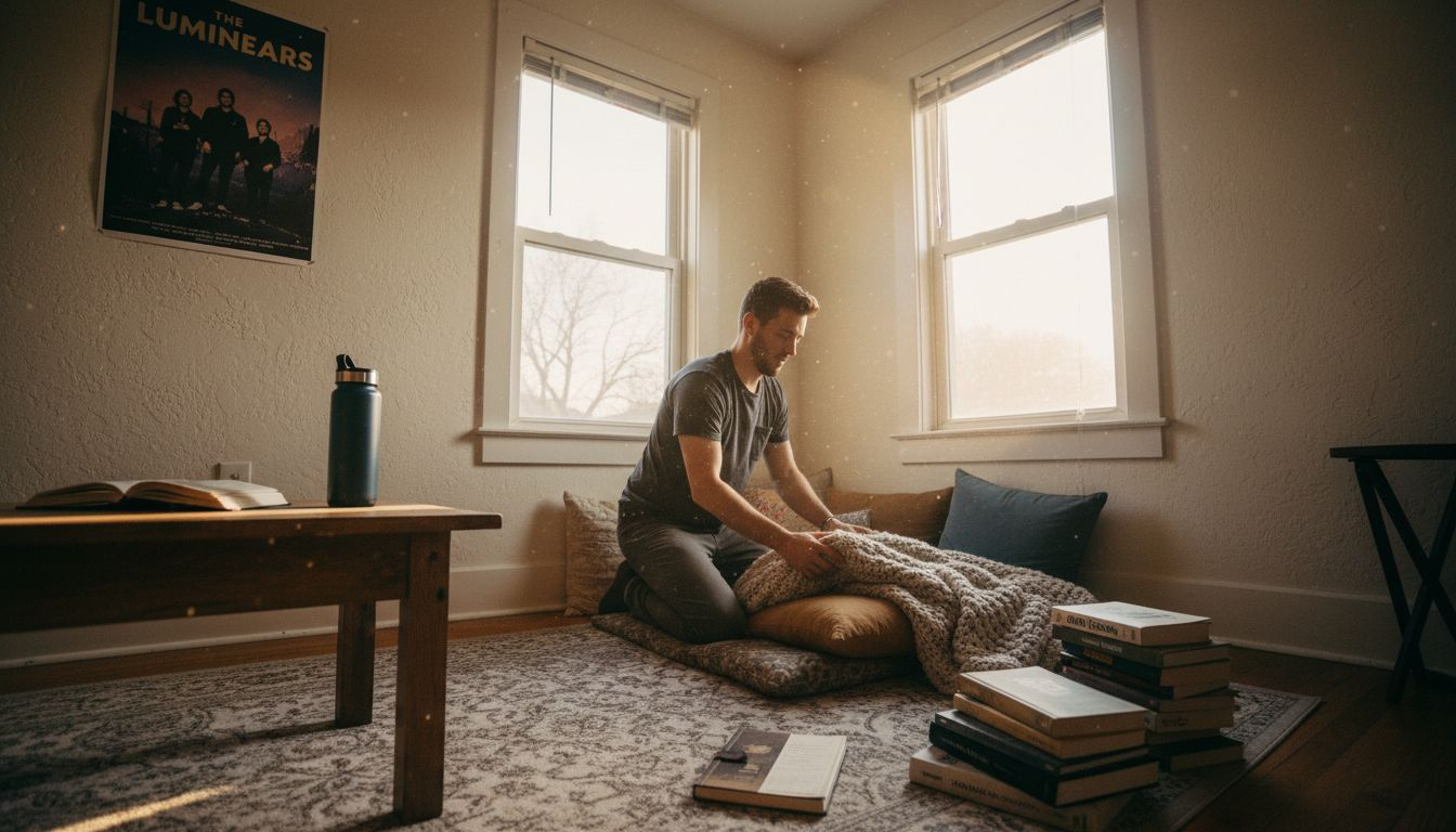 Man arranging safe environment for microdosing