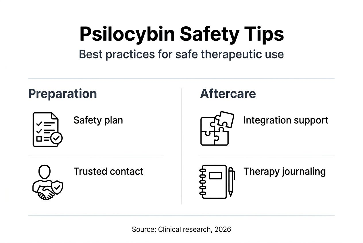Infographic showing psilocybin safety tips and protocol