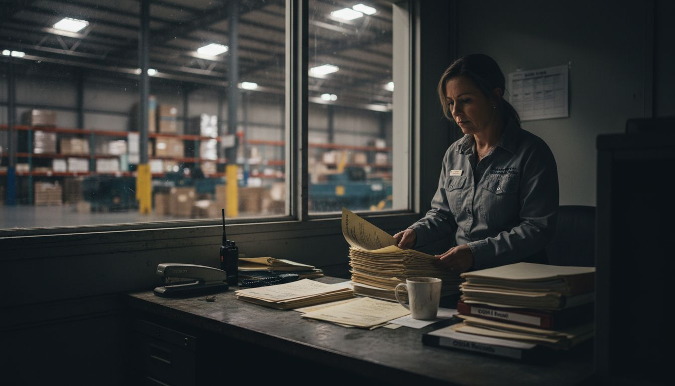 Supervisor organizing OSHA training files