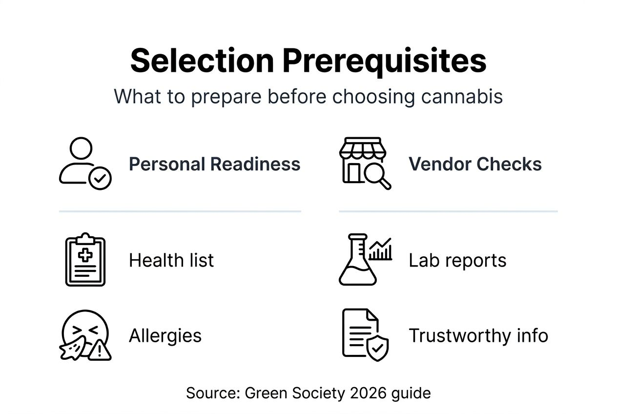 Infographic about cannabis selection prerequisites