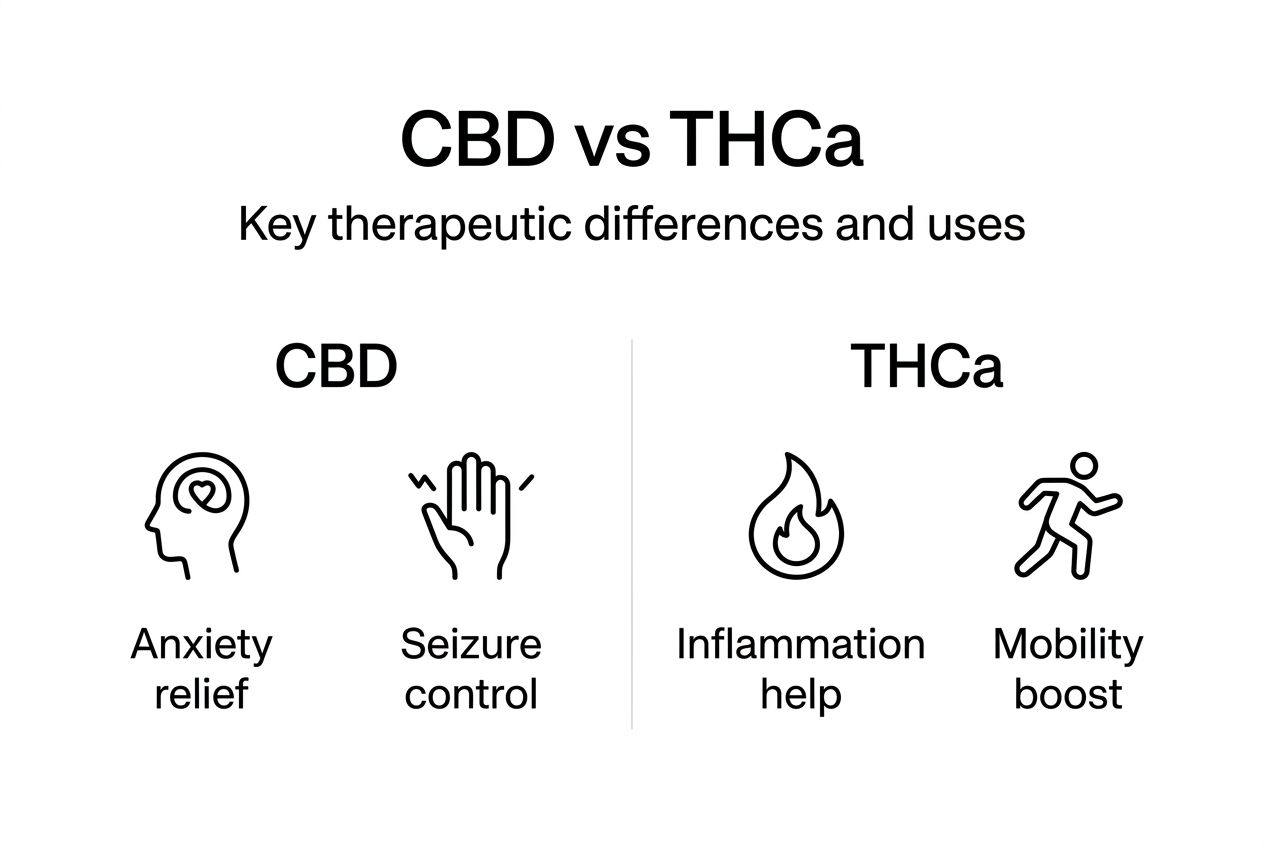 Infographic comparing CBD and THCa benefits