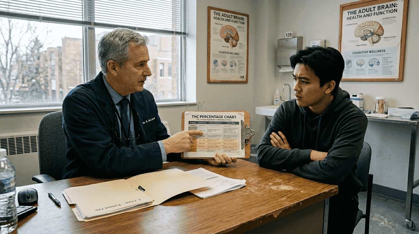 Doctor explaining THC health risks to patient