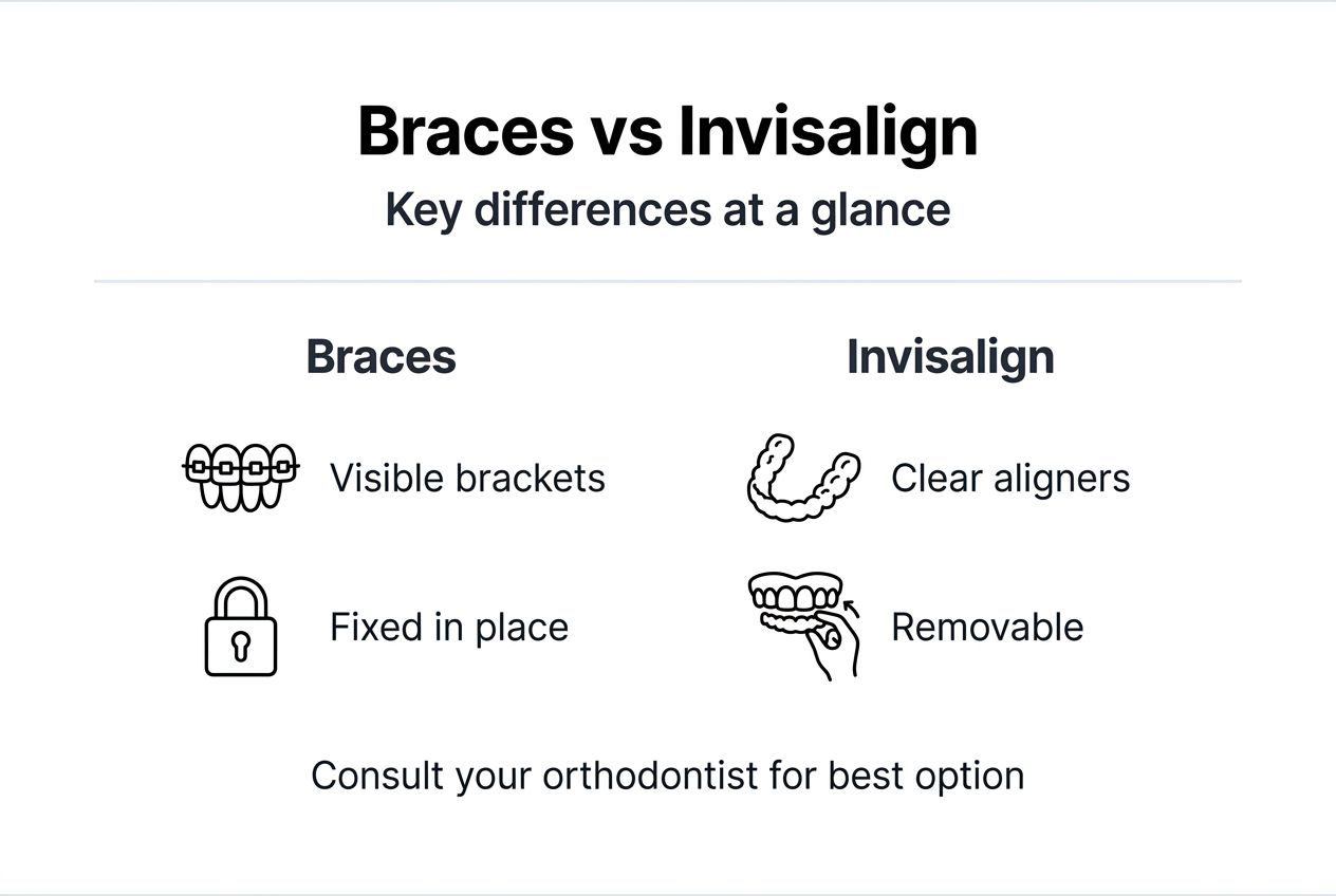 Infographic compares braces to Invisalign key points