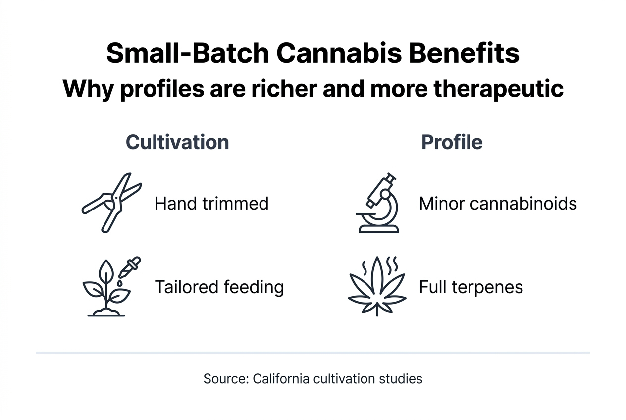 Infographic of small-batch cannabis quality features
