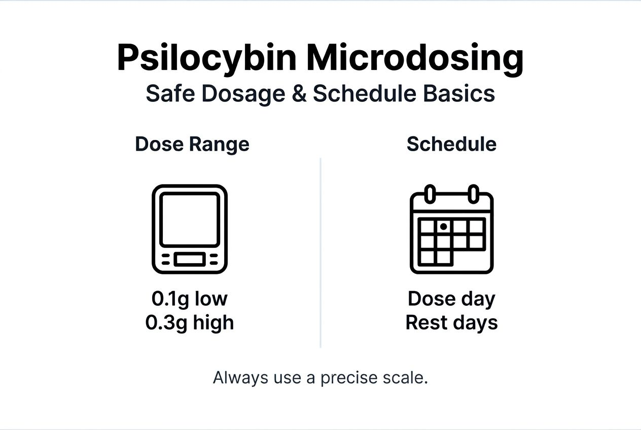 Infographic of safe psilocybin microdose amounts