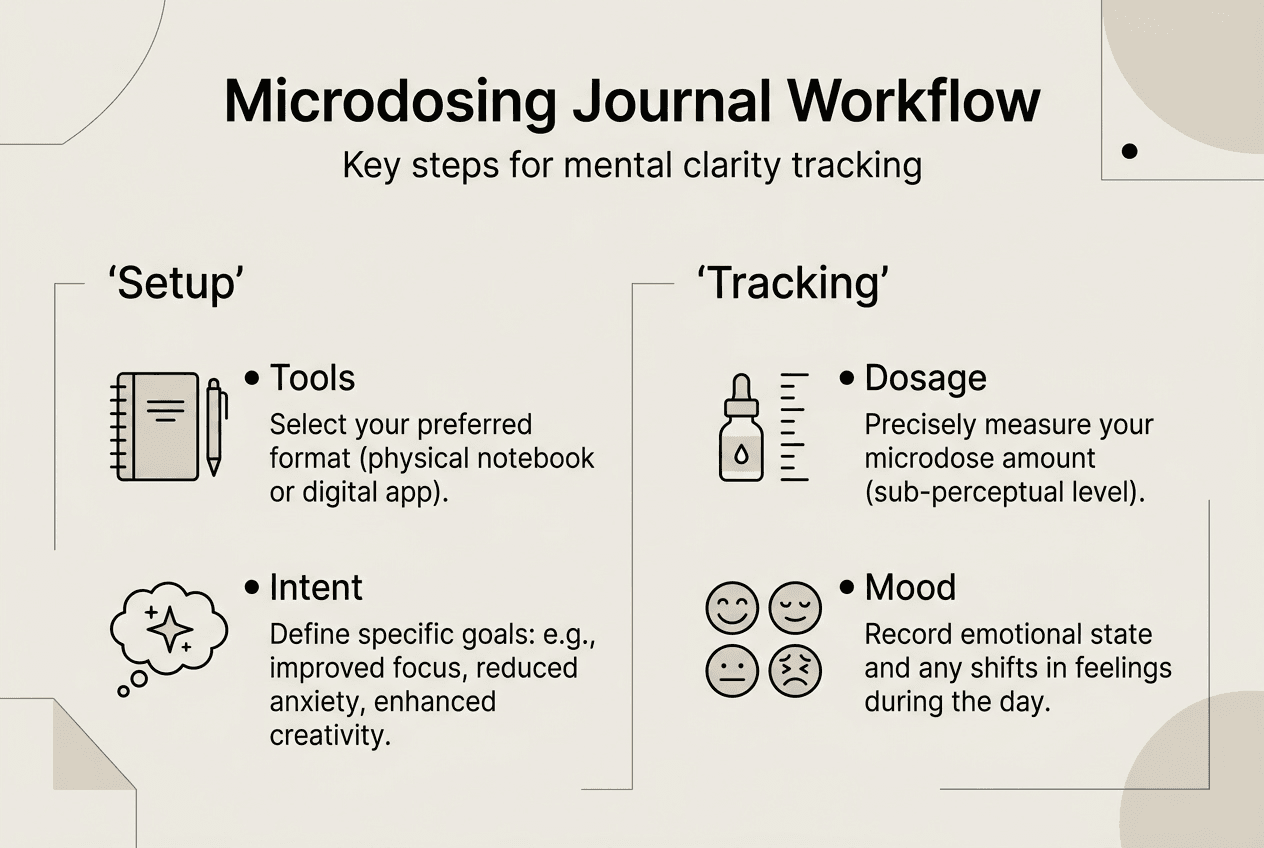 Infographic of microdosing journal workflow steps