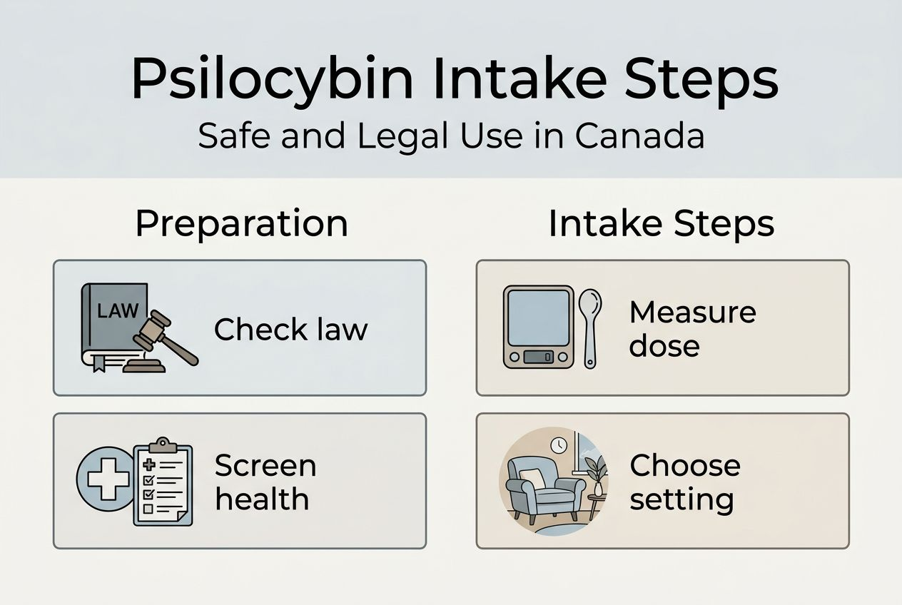 Infographic showing safe psilocybin intake steps