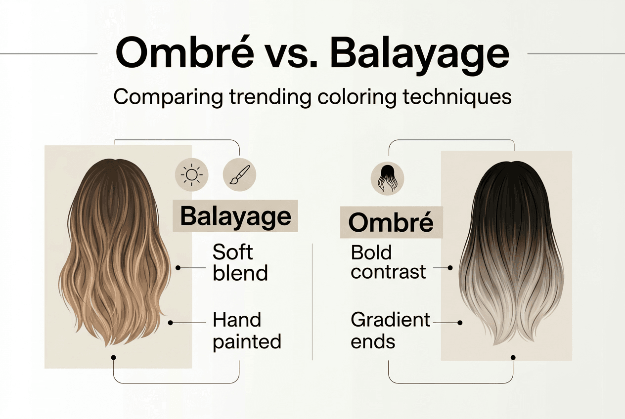 Infographic compares balayage and ombré techniques