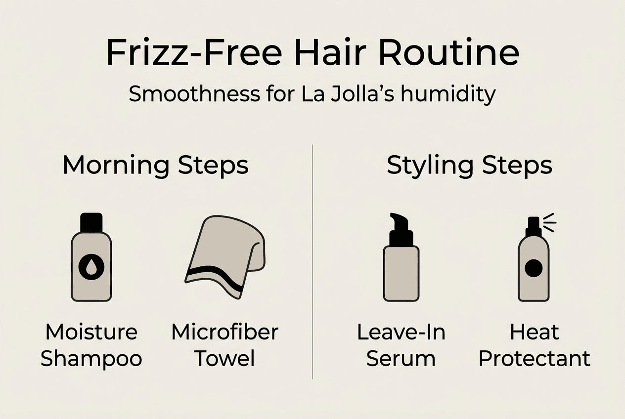 Infographic showing daily frizz control routine