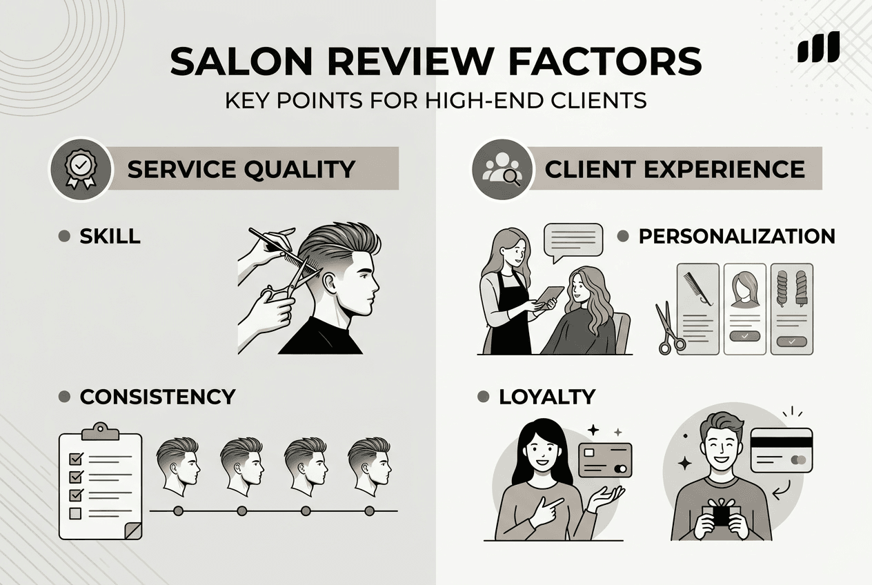 Infographic comparing salon review factors