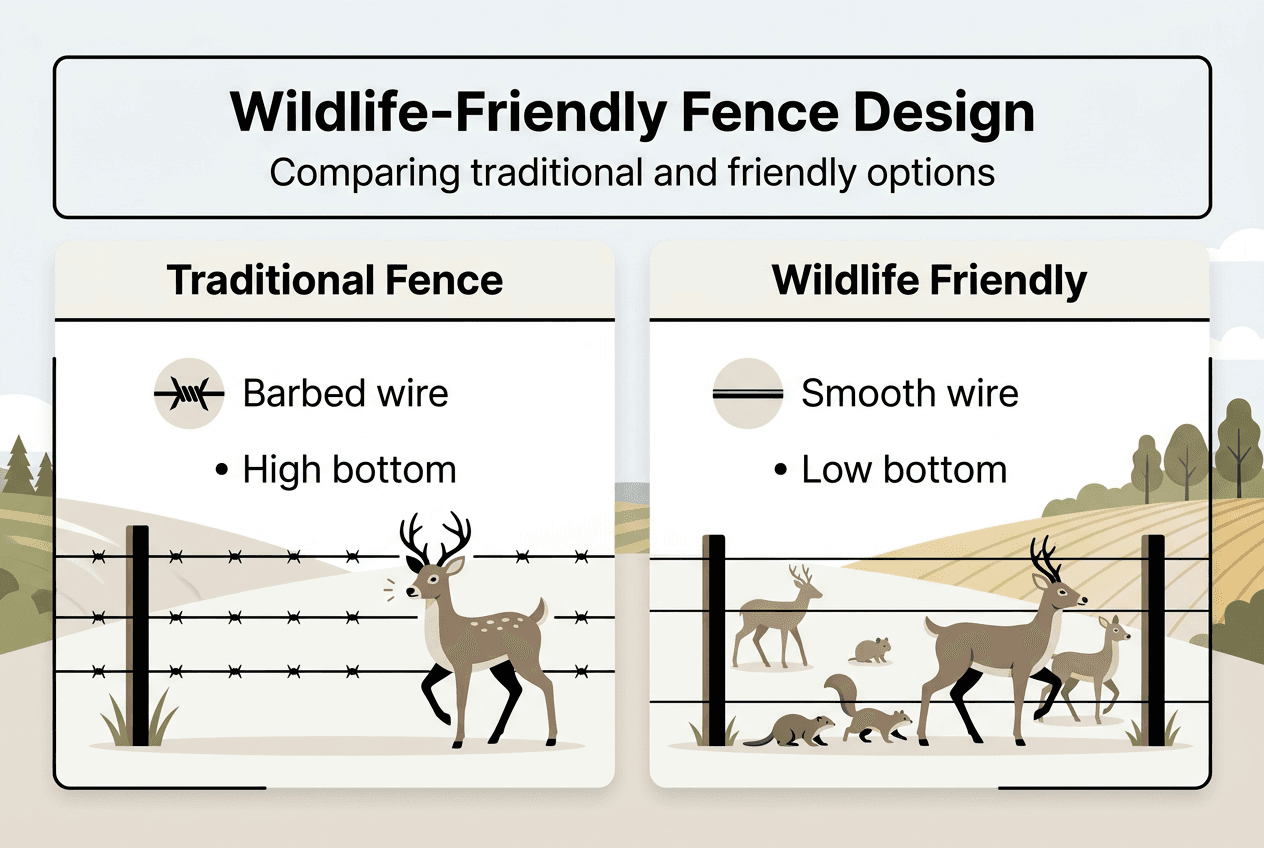 Infographic comparing wildlife and traditional fences