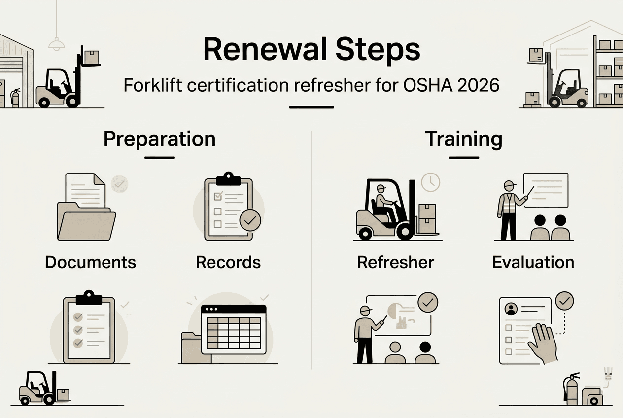 Infographic showing forklift renewal steps and training
