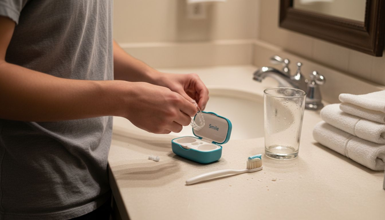 Retainer storage routine in personal bathroom