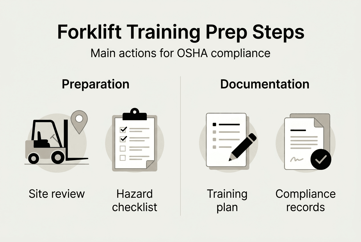Infographic summarizing forklift training preparation steps