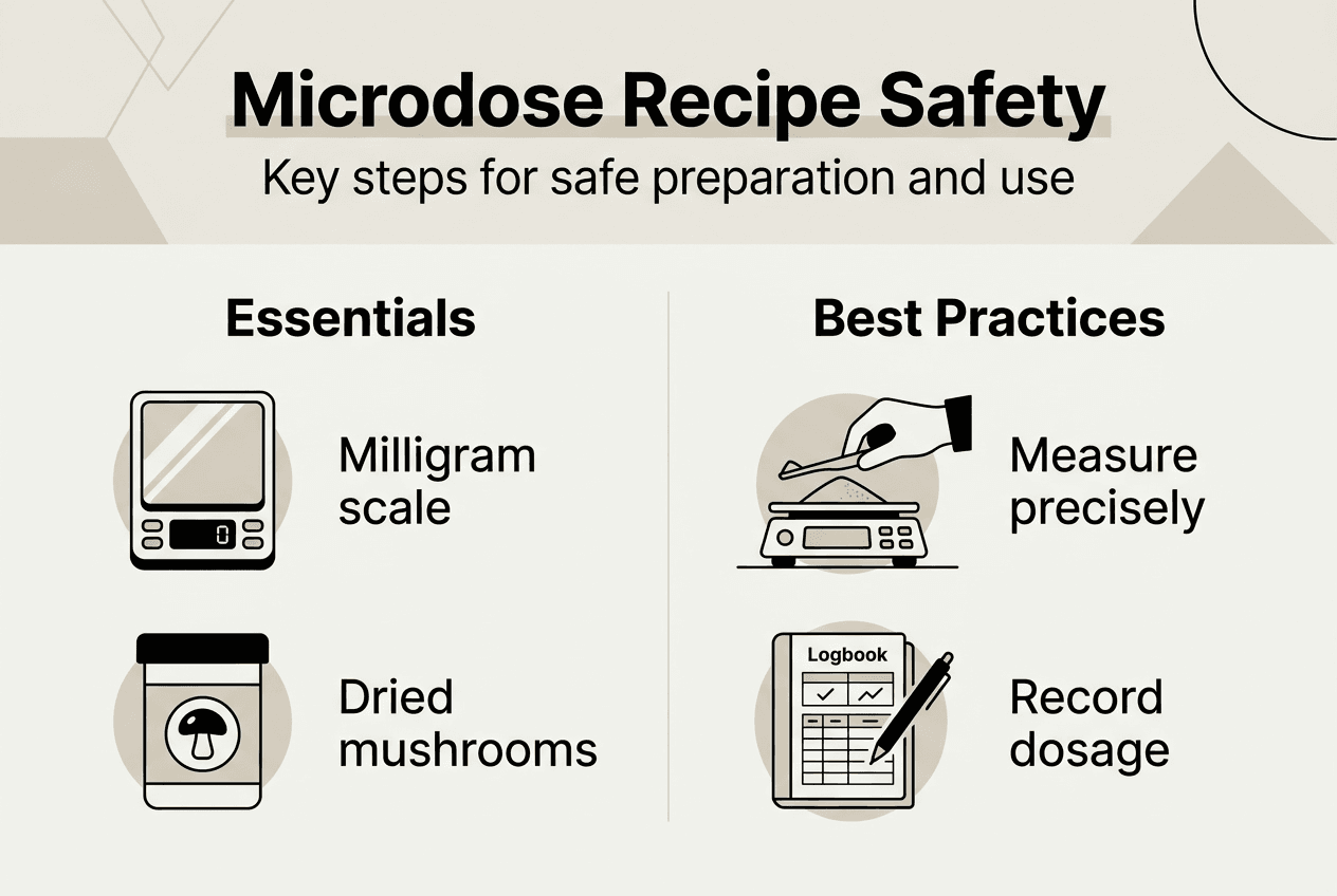Infographic on safe microdosing recipe steps