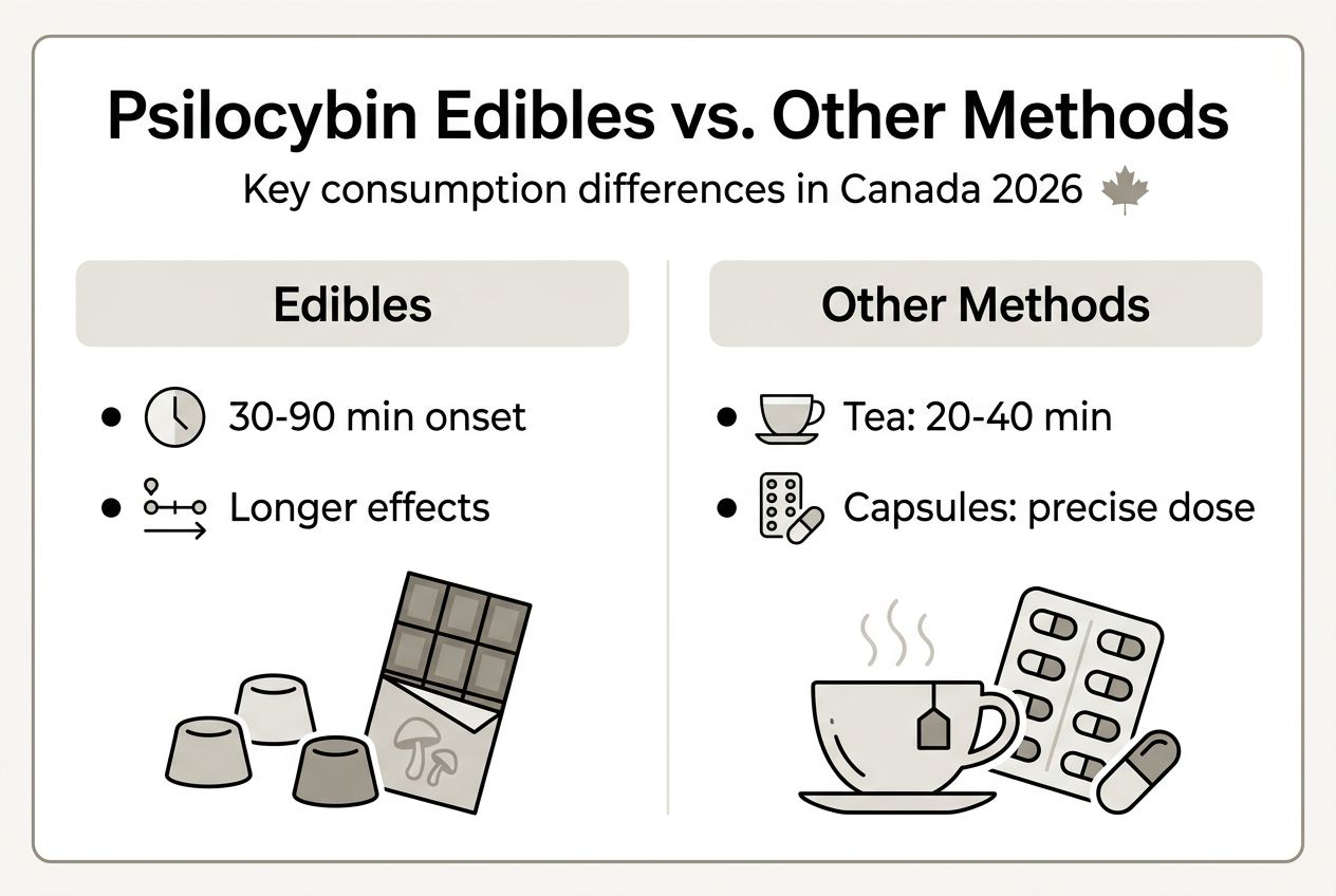 Infographic comparing psilocybin edible methods