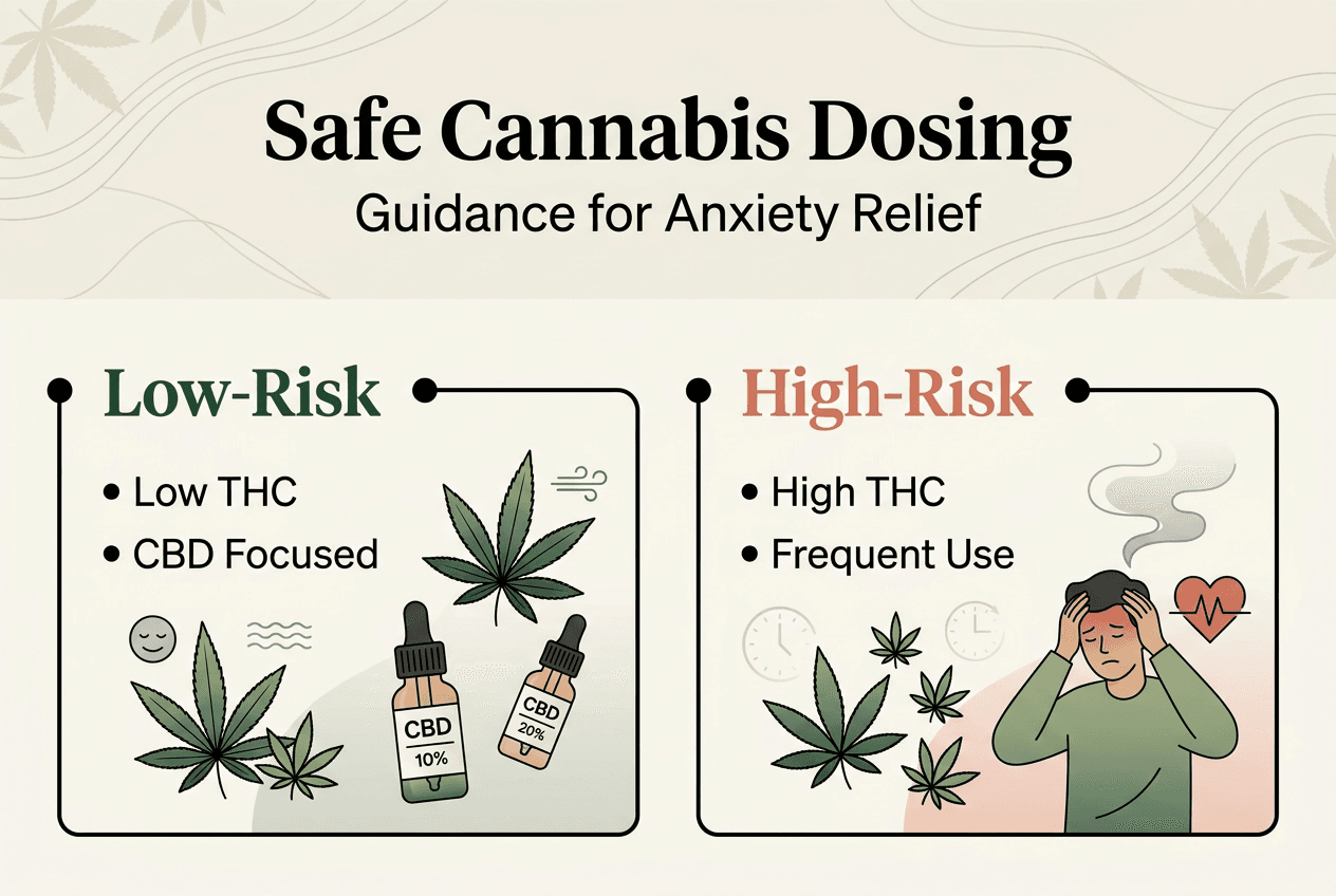 Infographic showing safe and risky cannabis dosing