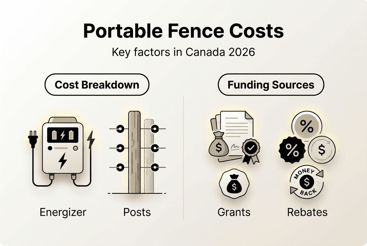 Infographic comparing portable fence costs and funding