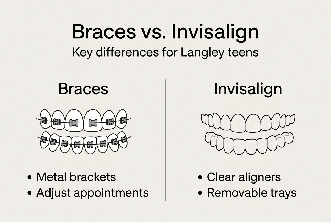 Comparison infographic for braces and Invisalign