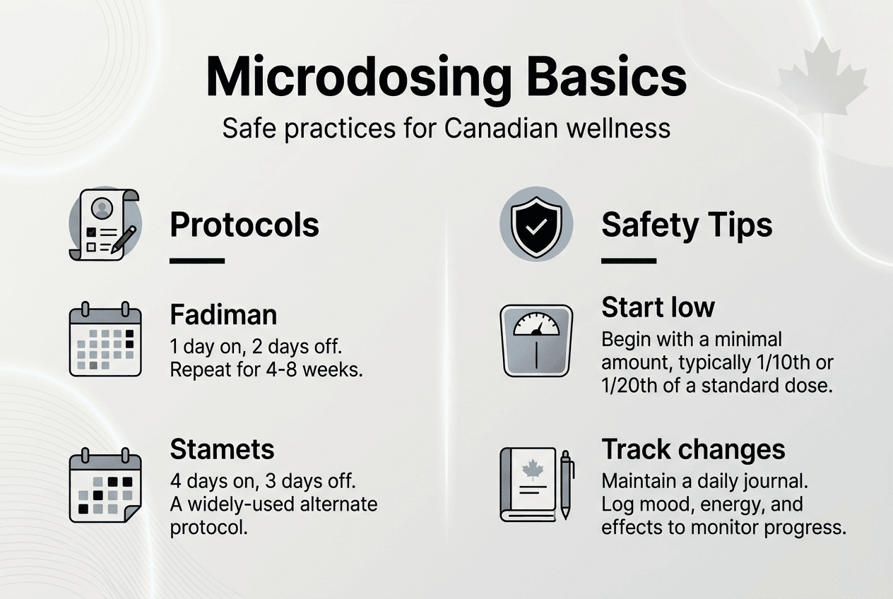 Infographic showing microdosing safety tips and protocols