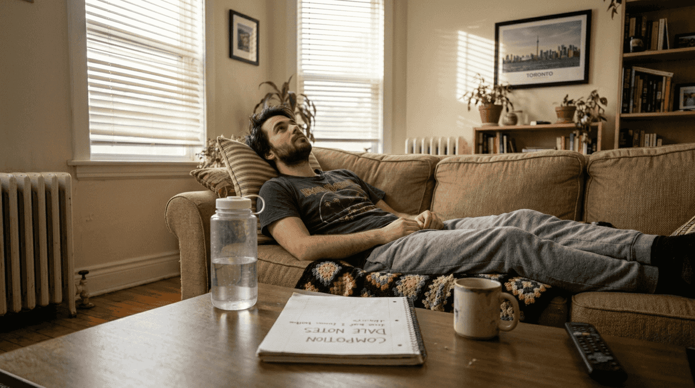 Man relaxing after moderate psilocybin session
