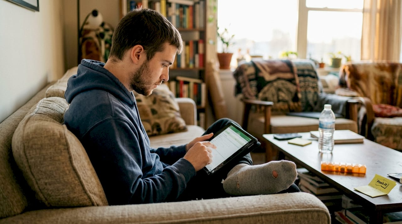 Man recording microdose using digital app
