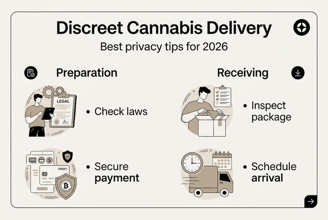 Infographic outlining discreet cannabis delivery steps