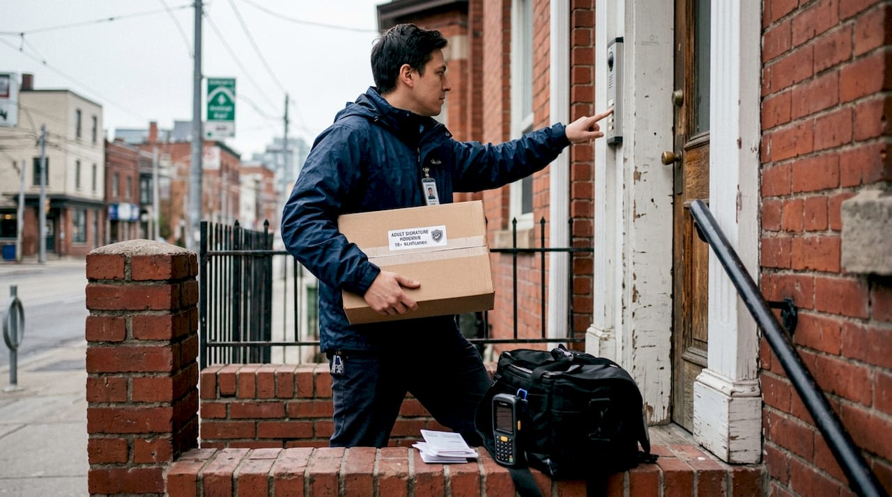 Courier delivers plain cannabis package in city