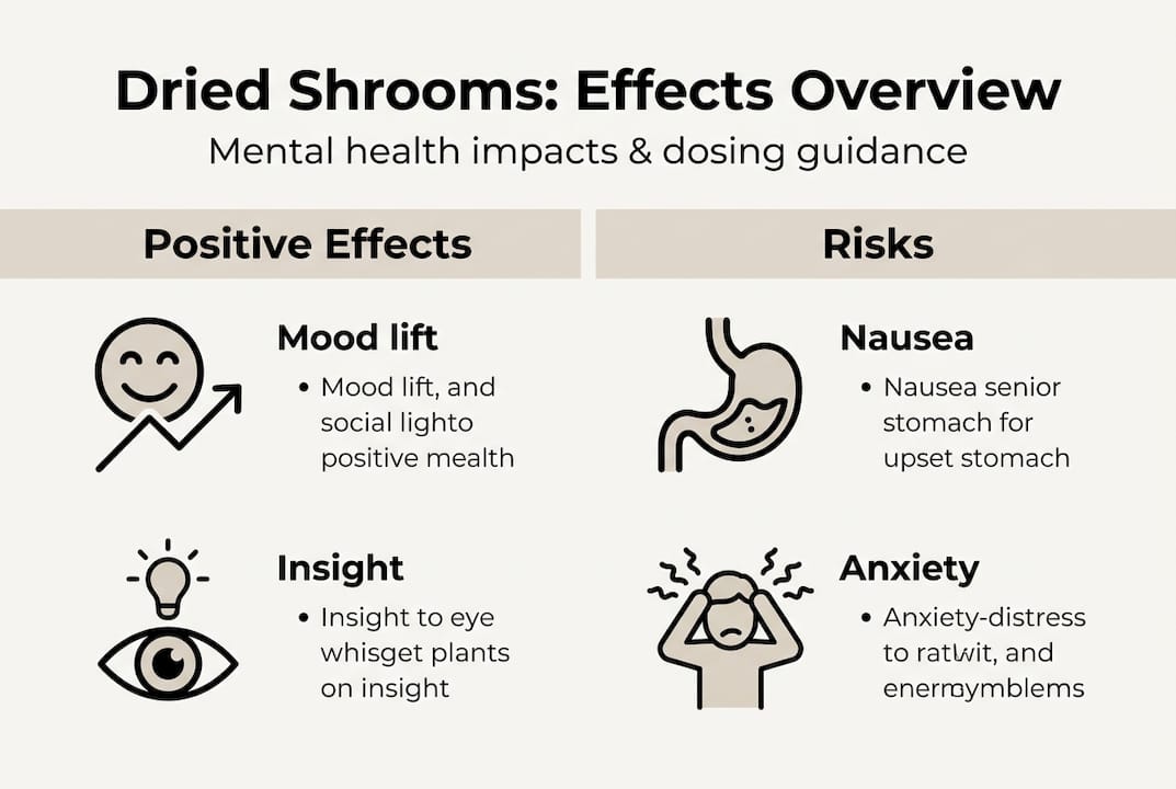 Infographic showing dried shrooms effects overview