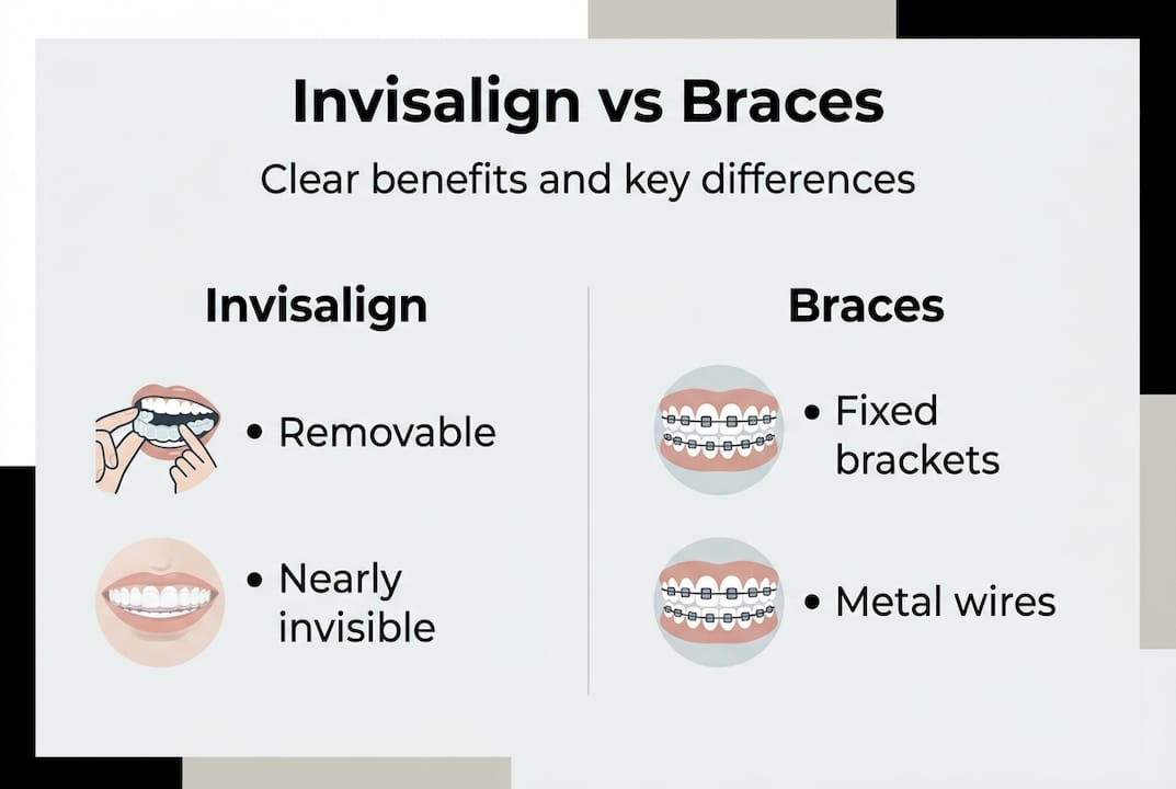 Infographic comparing Invisalign and traditional braces