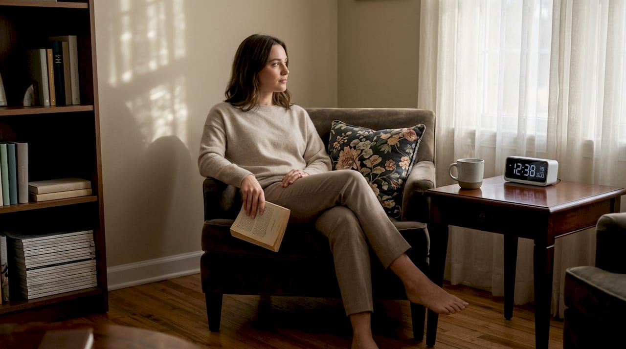 Woman relaxing during gentle psilocybin experience