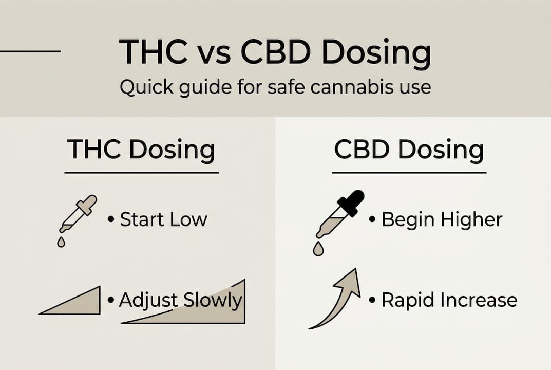Infographic comparing safe THC and CBD dosing