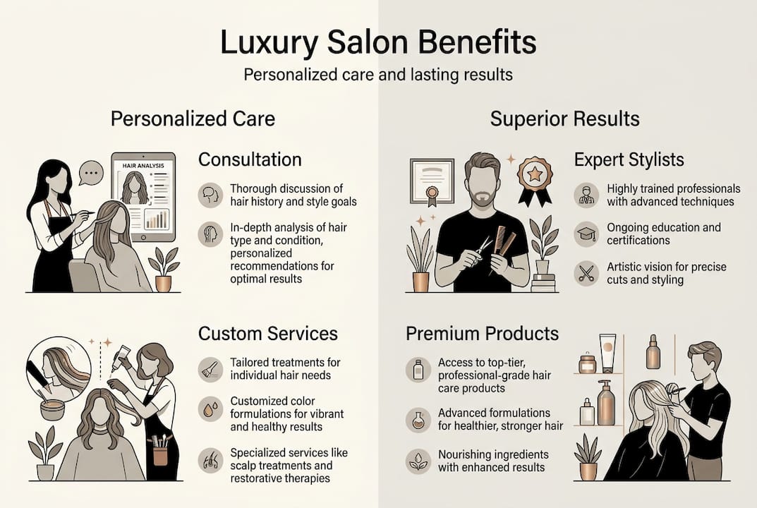 Infographic luxury salon personalized care results