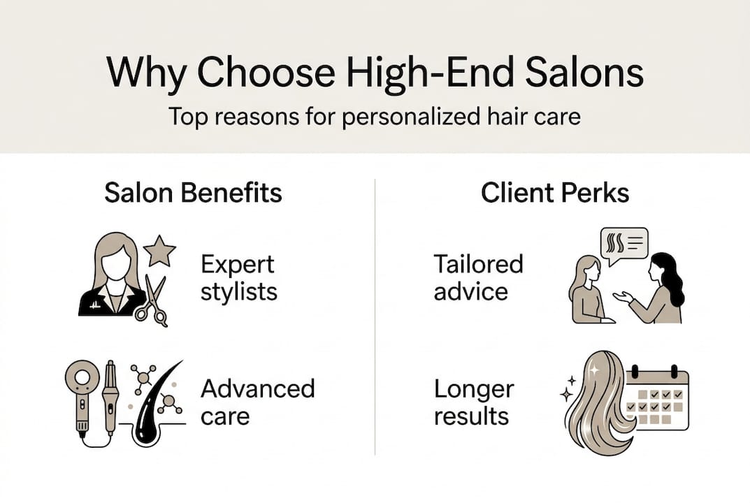 Infographic of high-end salon benefits and client perks