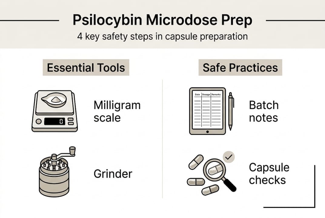 Infographic showing safe capsule preparation steps